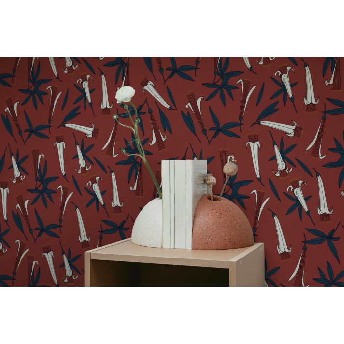 Papier peint intissé FLORA coloris Carmin