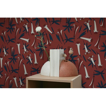 Papier peint intissé FLORA coloris Carmin