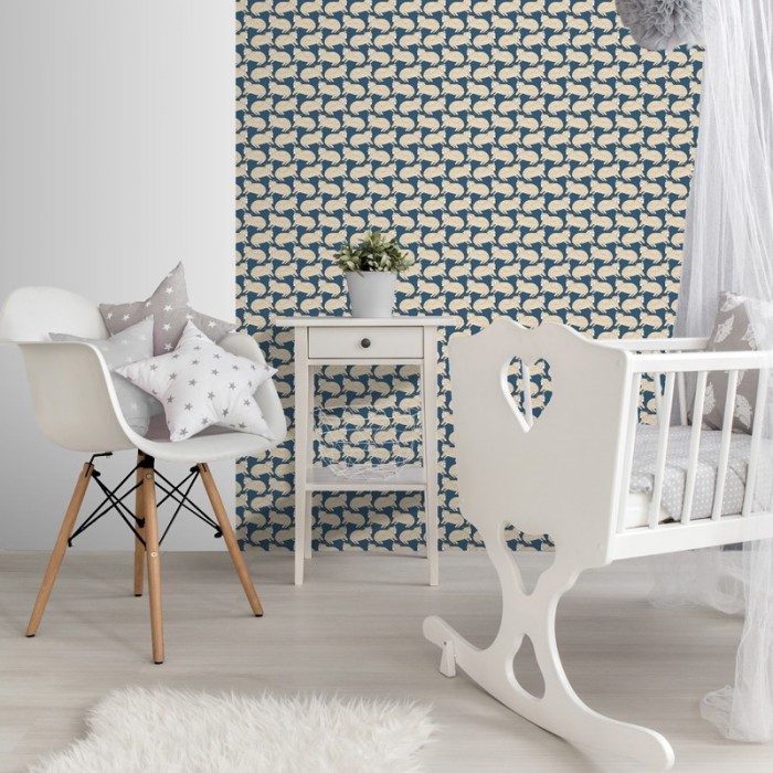 Papier peint intissé OURSON coloris Blue